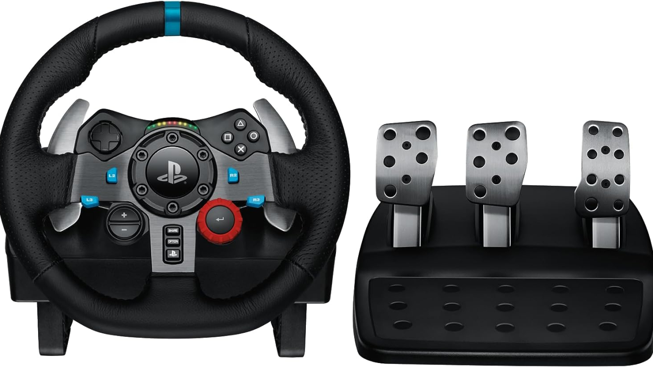 Driving force racing wheel and floor pedals