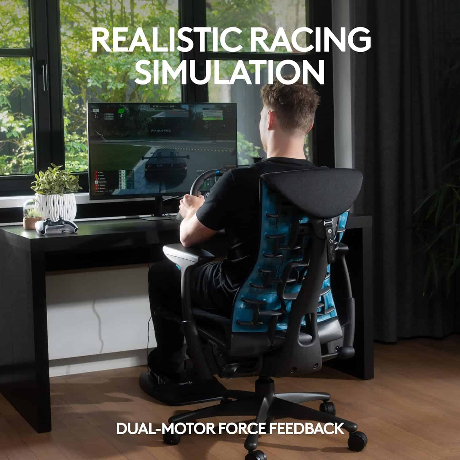 Driving force racing wheel and floor pedals